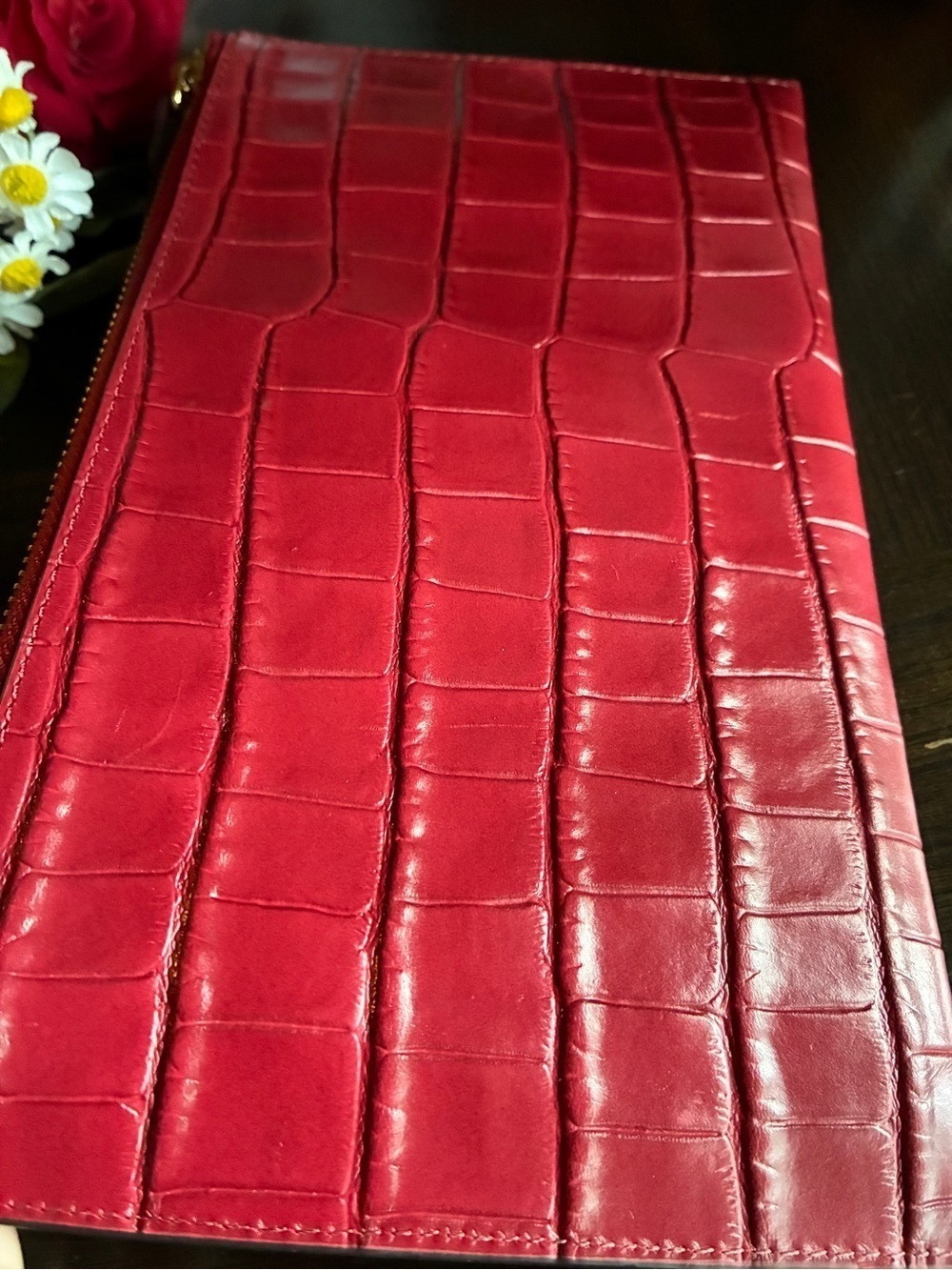 MICHAEL KORS Red Croc-Embossed Wristlet Clutch - Picture 9 of 10